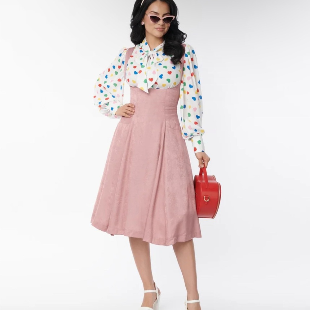 Unique Vintage Rose Chambray Jumper Skirt